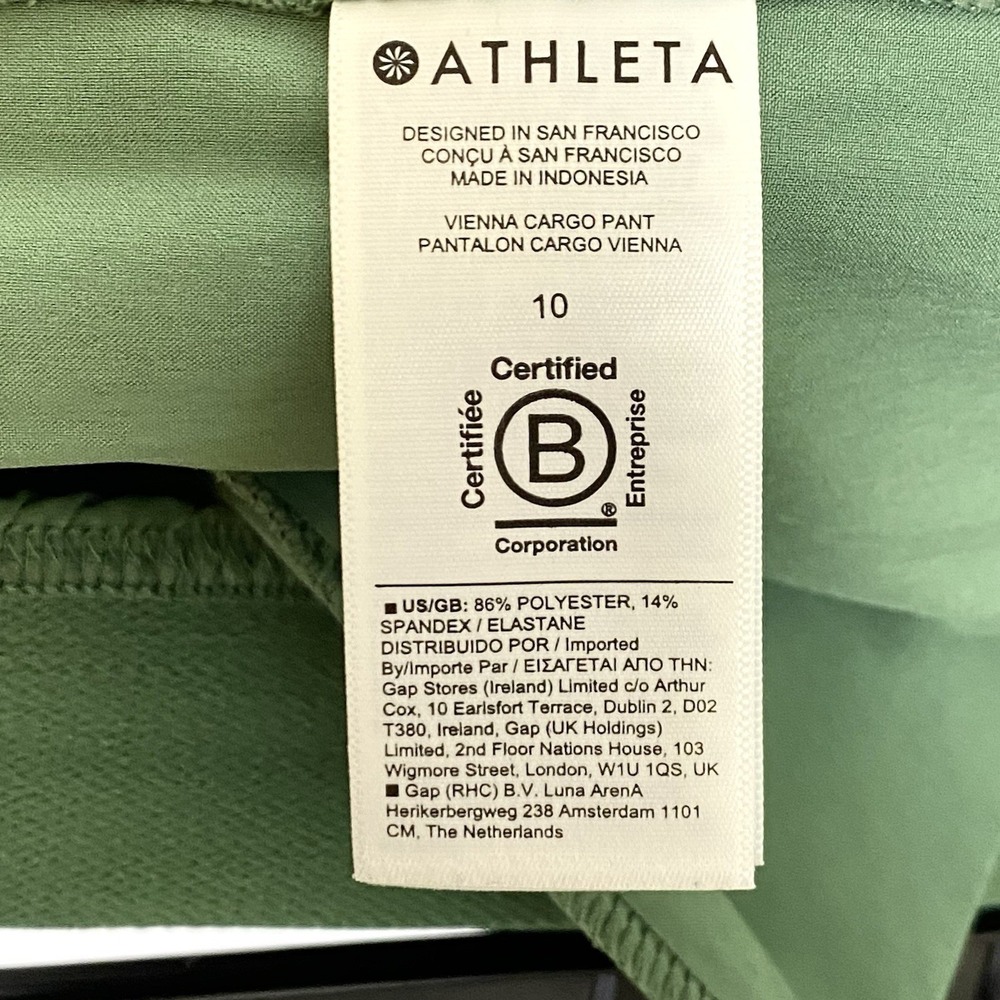 Athleta Sz 10 Vienna Cargo Pants Wide Leg High Rise Pockets Stretch Grunge Green - Picture 4 of 7